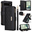 For Google Pixel 7a Crossbody Zipper Wallet Rhombus Leather Phone Case(Black) - 1