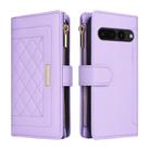 For Google Pixel 7 Pro Crossbody Zipper Wallet Rhombus Leather Phone Case(Purple) - 3