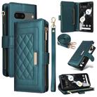 For Google Pixel 7 Pro Crossbody Zipper Wallet Rhombus Leather Phone Case(Green) - 1