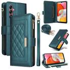 For Samsung Galaxy A15 5G Crossbody Zipper Wallet Rhombus Leather Phone Case(Green) - 1