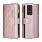 For Samsung Galaxy A33 5G Crossbody Zipper Wallet Rhombus Leather Phone Case(Rose Gold) - 3