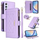 For Samsung Galaxy A34 5G Crossbody Zipper Wallet Rhombus Leather Phone Case(Purple) - 1