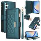 For Samsung Galaxy A34 5G Crossbody Zipper Wallet Rhombus Leather Phone Case(Green) - 1