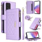 For Samsung Galaxy A73 5G Crossbody Zipper Wallet Rhombus Leather Phone Case(Purple) - 1