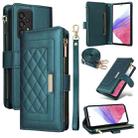 For Samsung Galaxy A73 5G Crossbody Zipper Wallet Rhombus Leather Phone Case(Green) - 1
