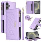 For Samsung Galaxy S24 5G Crossbody Zipper Wallet Rhombus Leather Phone Case(Purple) - 1