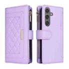 For Samsung Galaxy S24 5G Crossbody Zipper Wallet Rhombus Leather Phone Case(Purple) - 3