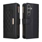 For Samsung Galaxy S24 5G Crossbody Zipper Wallet Rhombus Leather Phone Case(Black) - 3