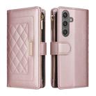 For Samsung Galaxy S24+ 5G Crossbody Zipper Wallet Rhombus Leather Phone Case(Rose Gold) - 3