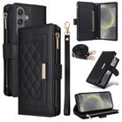 For Samsung Galaxy S24+ 5G Crossbody Zipper Wallet Rhombus Leather Phone Case(Black) - 1