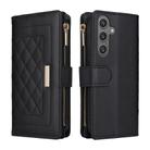 For Samsung Galaxy S24+ 5G Crossbody Zipper Wallet Rhombus Leather Phone Case(Black) - 3