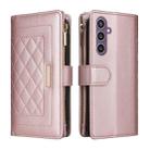 For Samsung Galaxy S24 FE 5G Crossbody Zipper Wallet Rhombus Leather Phone Case(Rose Gold) - 3