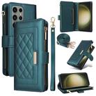 For Samsung Galaxy S23 Ultra 5G Crossbody Zipper Wallet Rhombus Leather Phone Case(Green) - 1