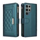 For Samsung Galaxy S23 Ultra 5G Crossbody Zipper Wallet Rhombus Leather Phone Case(Green) - 3