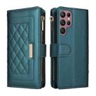 For Samsung Galaxy S22 Ultra 5G Crossbody Zipper Wallet Rhombus Leather Phone Case(Green) - 3