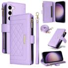 For Samsung Galaxy S23 5G Crossbody Zipper Wallet Rhombus Leather Phone Case(Purple) - 1