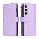 For Samsung Galaxy S23 5G Crossbody Zipper Wallet Rhombus Leather Phone Case(Purple) - 3