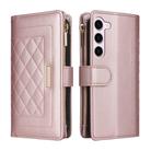 For Samsung Galaxy S23+ 5G Crossbody Zipper Wallet Rhombus Leather Phone Case(Rose Gold) - 3