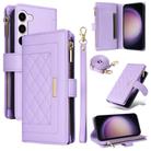 For Samsung Galaxy S23+ 5G Crossbody Zipper Wallet Rhombus Leather Phone Case(Purple) - 1