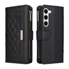 For Samsung Galaxy S23+ 5G Crossbody Zipper Wallet Rhombus Leather Phone Case(Black) - 3