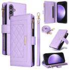 For Samsung Galaxy S23 FE 5G Crossbody Zipper Wallet Rhombus Leather Phone Case(Purple) - 1