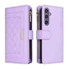 For Samsung Galaxy S23 FE 5G Crossbody Zipper Wallet Rhombus Leather Phone Case(Purple) - 3