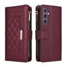 For Samsung Galaxy S23 FE 5G Crossbody Zipper Wallet Rhombus Leather Phone Case(Wine Red) - 3