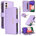 For Samsung Galaxy S22 5G Crossbody Zipper Wallet Rhombus Leather Phone Case(Purple) - 1