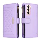 For Samsung Galaxy S22 5G Crossbody Zipper Wallet Rhombus Leather Phone Case(Purple) - 3