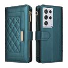 For Samsung Galaxy S21 Ultra 5G Crossbody Zipper Wallet Rhombus Leather Phone Case(Green) - 3