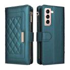 For Samsung Galaxy S21 5G Crossbody Zipper Wallet Rhombus Leather Phone Case(Green) - 3