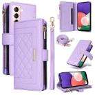 For Samsung Galaxy S21+ 5G Crossbody Zipper Wallet Rhombus Leather Phone Case(Purple) - 1