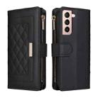 For Samsung Galaxy S21+ 5G Crossbody Zipper Wallet Rhombus Leather Phone Case(Black) - 3