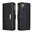 For Samsung Galaxy S20 FE Crossbody Zipper Wallet Rhombus Leather Phone Case(Black) - 3