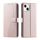 For iPhone 15 Plus Voltage Ultra-thin Dot Leather Phone Case(Rose Gold) - 1