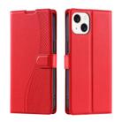 For iPhone 14 Plus Voltage Ultra-thin Dot Leather Phone Case(Red) - 1