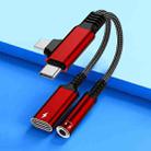 4 in 1 USB-C / Type-C, 8 Pin to 3.5mm, USB-C / Type-C Audio Adapter Cable, Length:70mm(Red) - 1