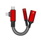 4 in 1 USB-C / Type-C, 8 Pin to 3.5mm, USB-C / Type-C Audio Adapter Cable, Length:70mm(Red) - 2