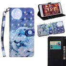 For Samsung Galaxy Note20 3D Painted Pattern Horizontal Flip TPU + PU Leather Case with Holder & Card Slots & Wallet & Lanyard(Moon Wolf) - 1