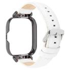 For Redmi Watch 4 Metal Black Frame Genuine Leather Watch Band(White) - 2