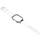 For Redmi Watch 4 Metal Black Frame Genuine Leather Watch Band(White) - 3