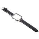 For Redmi Watch 4 Metal Black Frame Genuine Leather Watch Band(Black) - 3