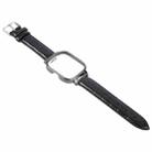 For Redmi Watch 4 Metal Black Frame Genuine Leather Watch Band(Bamboo Black) - 3