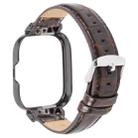 For Redmi Watch 4 Metal Black Frame Genuine Leather Watch Band(Bamboo Brown) - 2