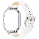 For Redmi Watch 4 Metal Silver Frame Genuine Leather Watch Band(White) - 2