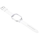 For Redmi Watch 4 Metal Silver Frame Genuine Leather Watch Band(White) - 3