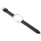 For Redmi Watch 4 Metal Silver Frame Genuine Leather Watch Band(Black) - 3