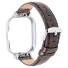 For Redmi Watch 4 Metal Silver Frame Genuine Leather Watch Band(Bamboo Brown) - 2