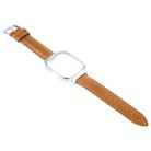 For Redmi Watch 4 Metal Silver Frame Genuine Leather Watch Band(Light Brown) - 3