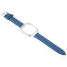 For Redmi Watch 4 Metal Silver Frame Genuine Leather Watch Band(Blue) - 3